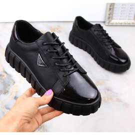 Scarpe in pelle Donne in pizzo -UP Black Filippo Varnned nero