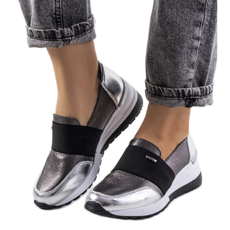 Sneakers Campina in pelle argento d'argento grigio