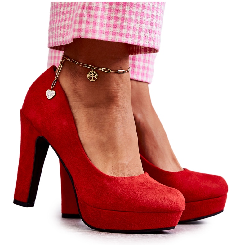 WS1 Décolleté In Pelle Scamosciata Classiche Sui Tacchi Soro Rosso