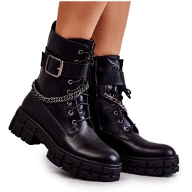 PG1 Stivali da lavoro alla moda con catena Solesso nero