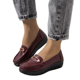 Mocassini bordeaux sulla zeppa Romme rosso