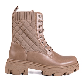Borse trapuntate stringate da donna Shelovet beige marrone