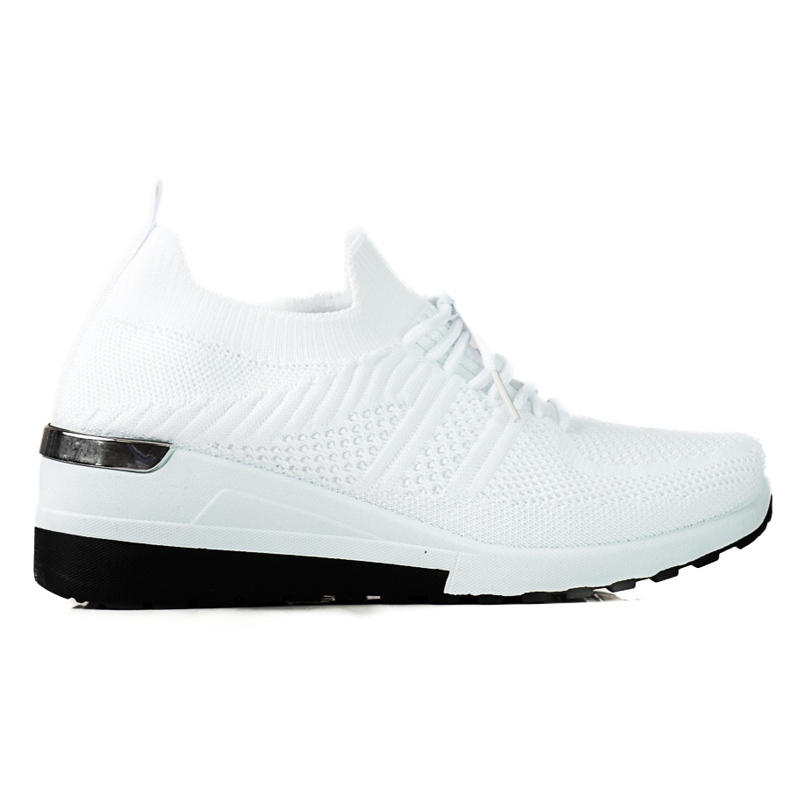 SHELOVET Sneakers bianche da donna su zeppa bianca