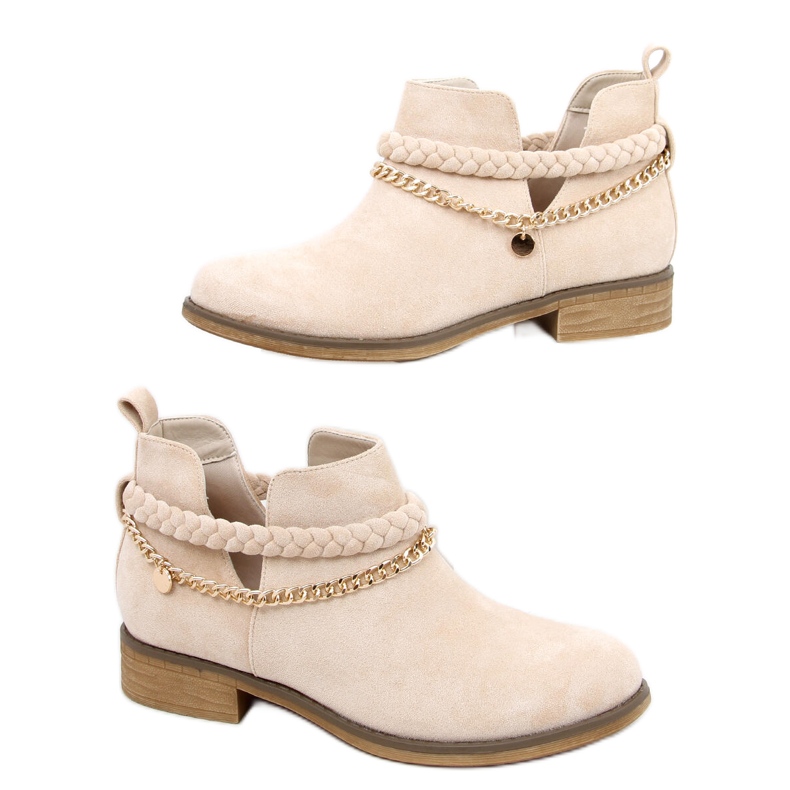 Stivali cut-out con catena Cupro Beige