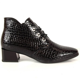 Stivaletti Vinceza da donna in pelle verniciata nera in pelle di serpente nero