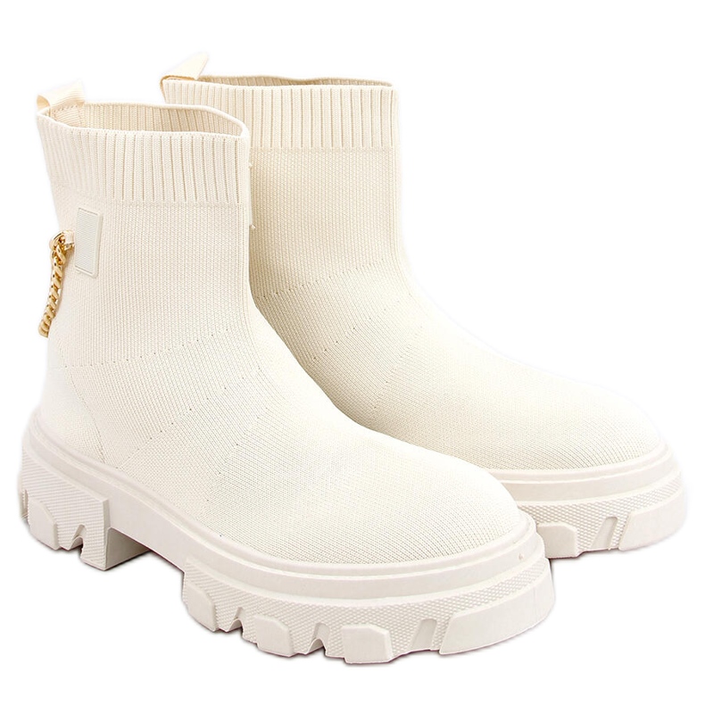 Stivaletti a calzino con catena Malana Beige