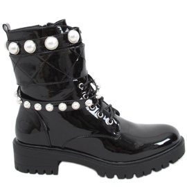 Borse laccate con perle Beni Black nero