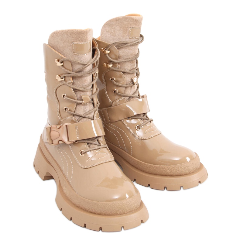 Stivali militari Jens Khaki verniciati beige
