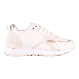 Scarpe sportive da donna beige Shelovet realizzate in pelle ecologica