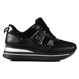 Sneakers da donna nere con zeppa Shelovet nero