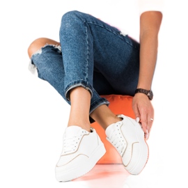 Sneakers da donna Shelovet bianche con fodera dorata bianco d'oro