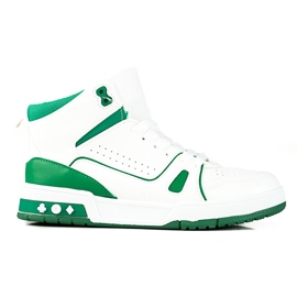 Sneakers Shelovet da donna alte e stringate verdi e bianche bianco verde