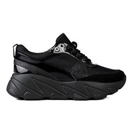 W. Potocki Sneakers da donna Potocki nere sulla piattaforma nero