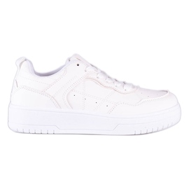 Sneakers Shelovet da donna classiche sportive realizzate in pelle ecologica di colore bianco