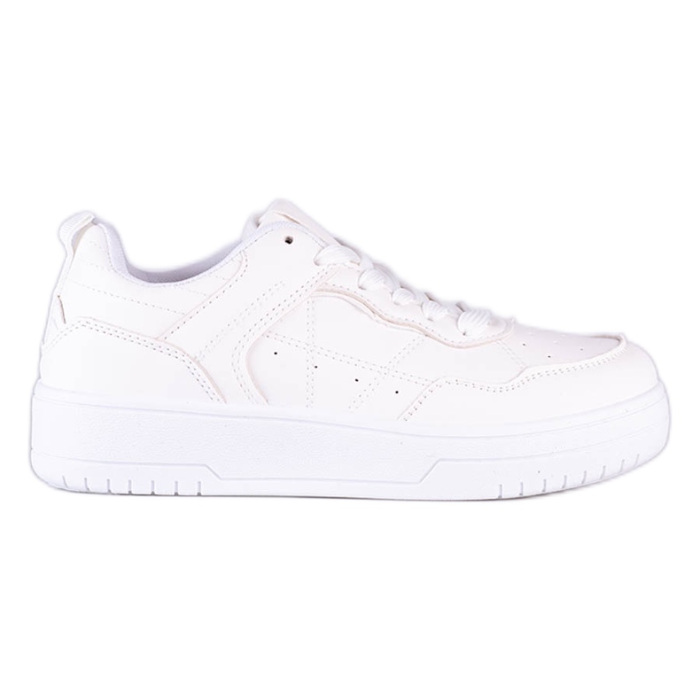 Sneakers Shelovet da donna classiche sportive realizzate in pelle ecologica di colore bianco