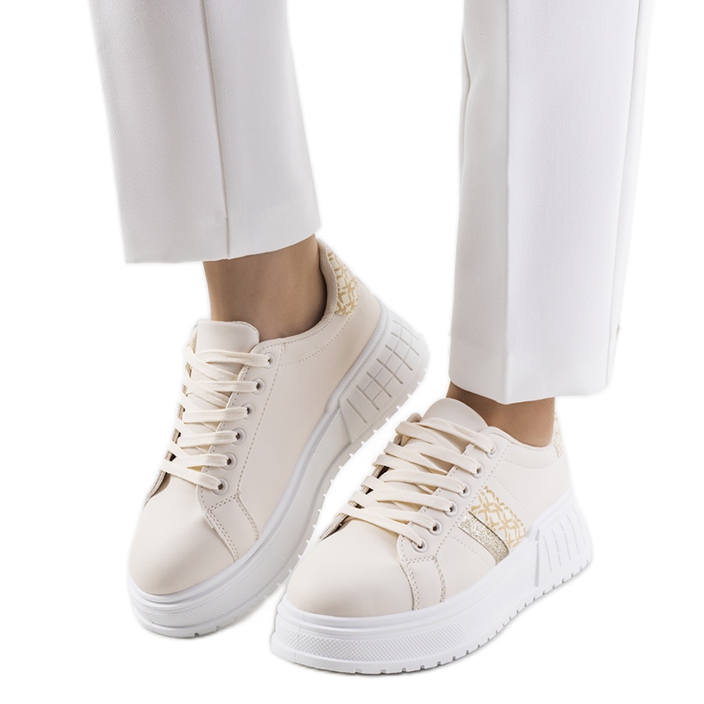 PA1 Sneakers beige sulla piattaforma Kamil d'oro
