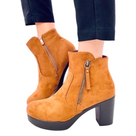 Stivaletti a tacco alto Americana Camel marrone
