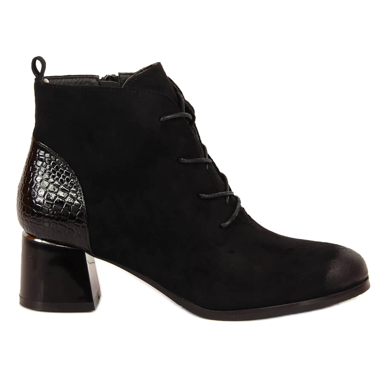Stivaletti da donna, allacciati coibentati in eco-suede nero Potocki