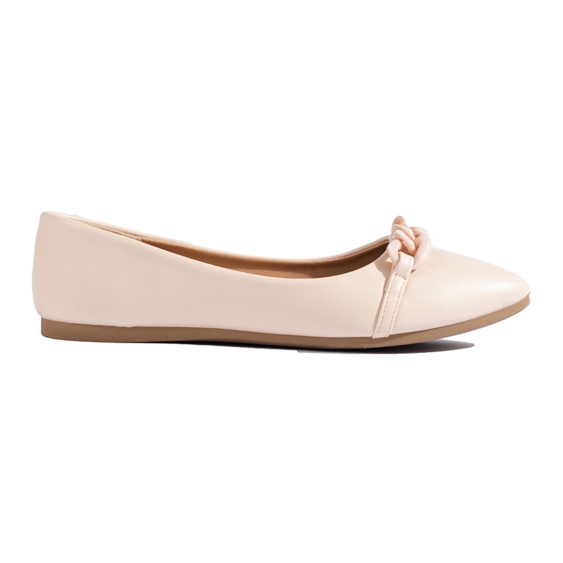 W. Potocki Ballerine da donna beige con catena Potocki a punta