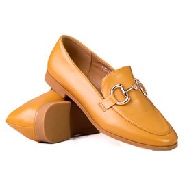 Eleganti mocassini da donna marroni Shelovet con tacco basso marrone