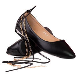 Ballerine Shelovet da donna nere con catene nero
