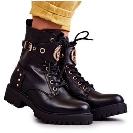 PG1 Stivali Da Donna In Pelle Con Borchie Nero Leticia
