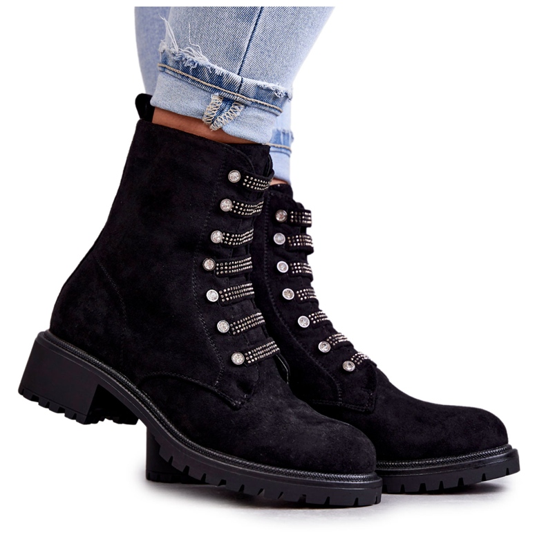 PG1 Stivali neri Malesia in suede con strisce decorative nero