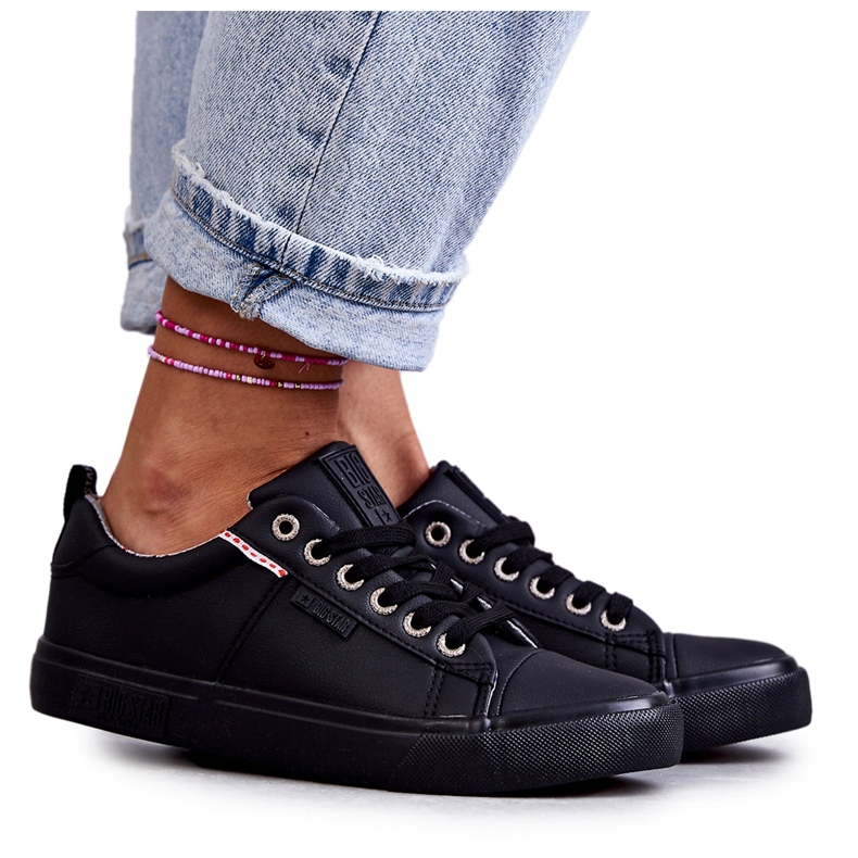Sneakers Basse da Donna in Pelle Big Star KK274006 Nere nero