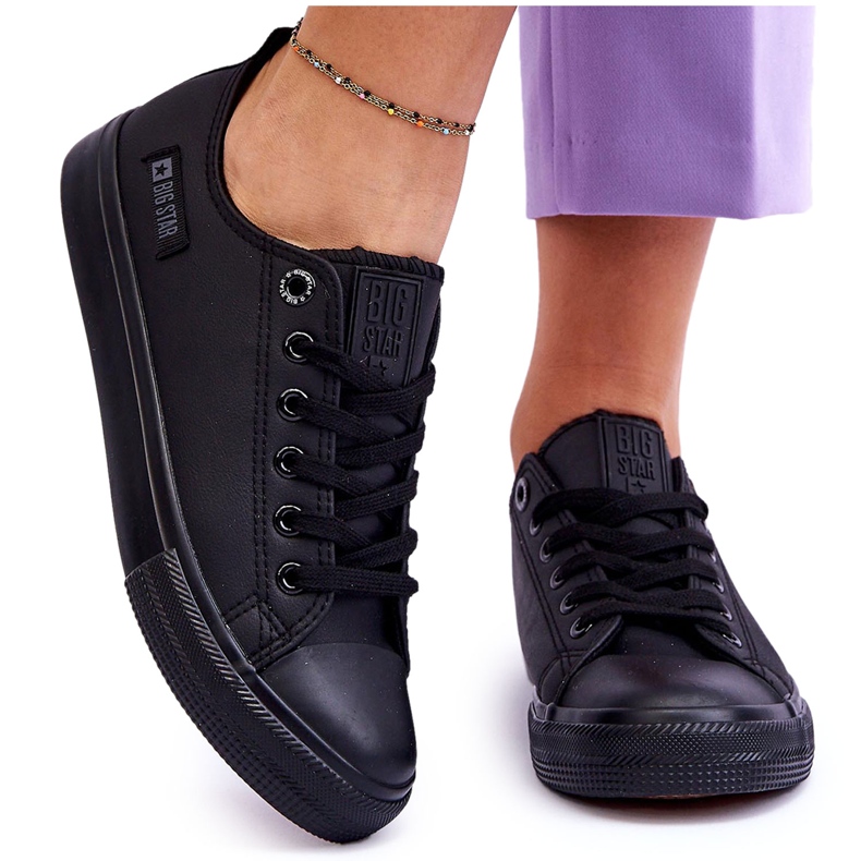 Sneakers Basse da Donna in Pelle Big Star KK274011 Nere nero