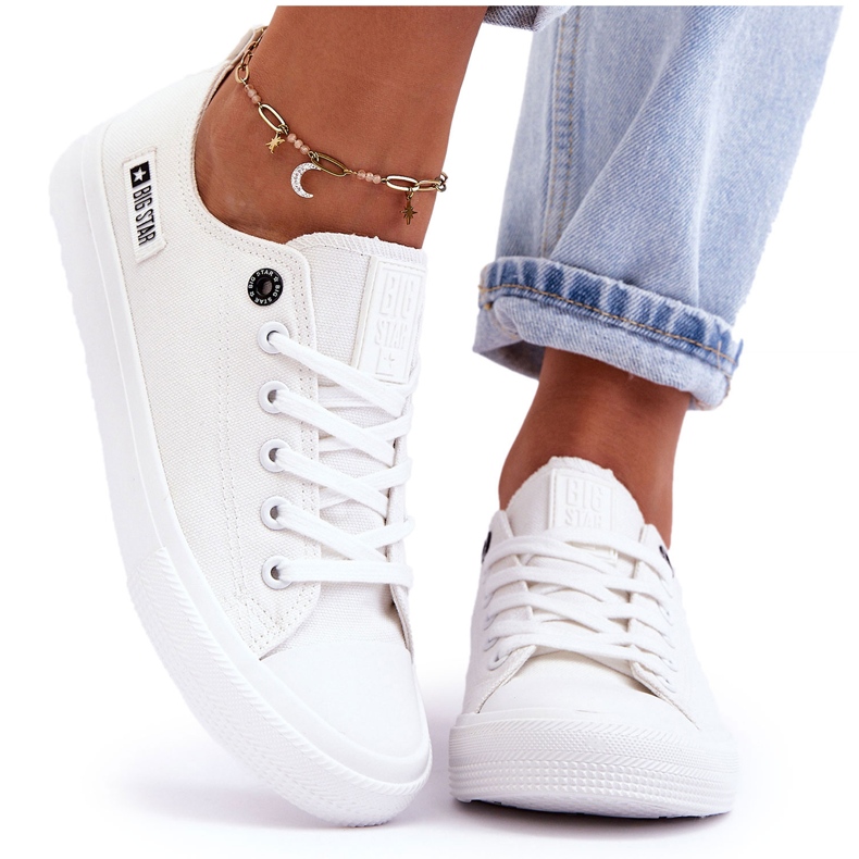 Sneakers da donna in materiale basso Big Star KK274008 Bianche bianca