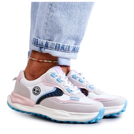 Sneakers sportive da donna Big Star KK274097 Bianco-Rosa bianca grigio