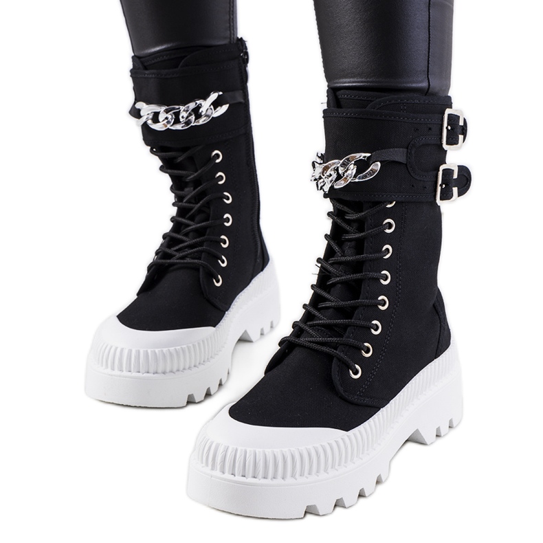 Sneakers nere con catena Taus nero