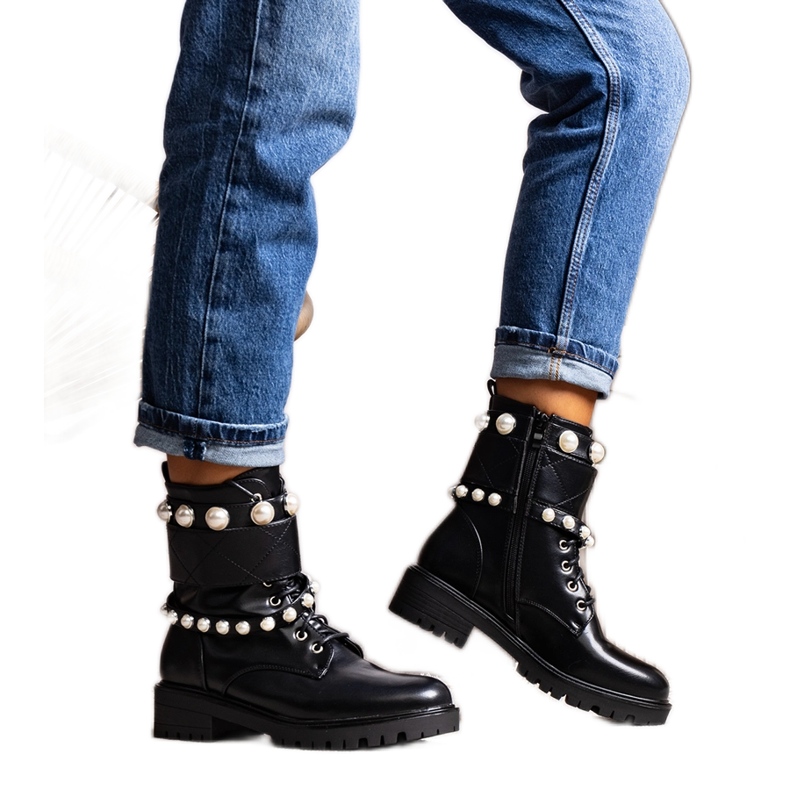 Stivali neri con perle Carvala nero