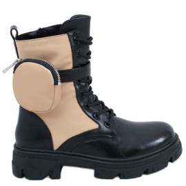 PA1 Stivali stringati Victor Beige nero