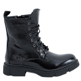 PA1 Stivali stringati laccati di Neil Black nero