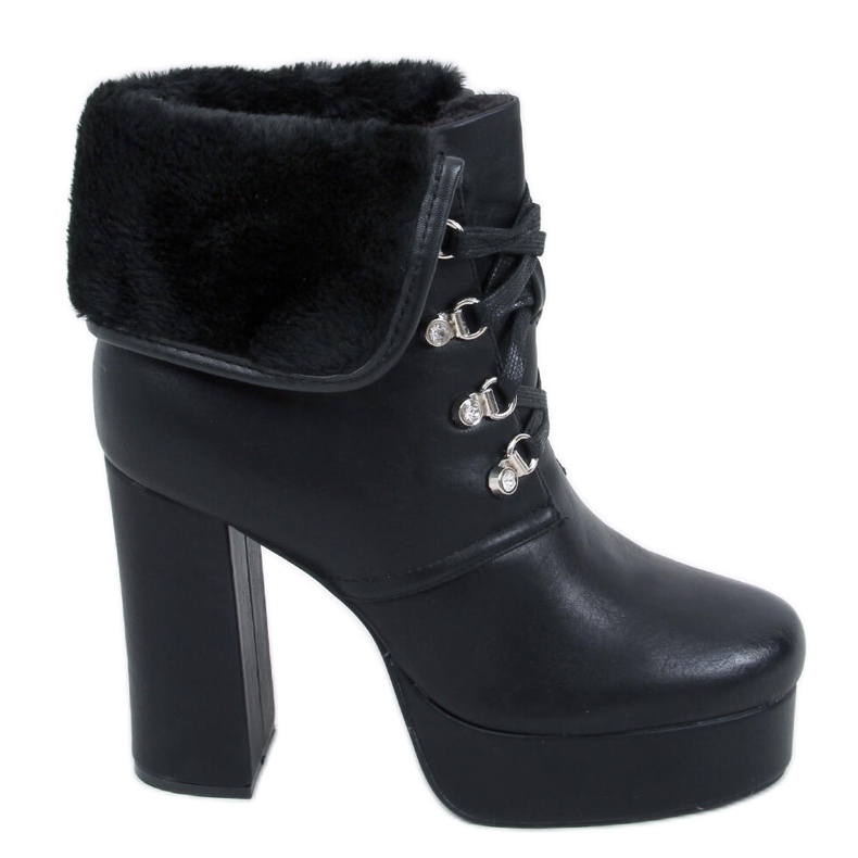 PA1 Stivaletti Evelyn neri con plateau nero