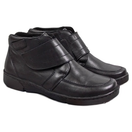 Stivali da donna in pelle con chiusura in velcro Łukbut 676 nero