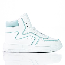 Sneakers alte da donna Shelovet realizzate in pelle ecologica bianca e verde bianco