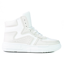 Sneakers alte da donna Shelovet realizzate in pelle ecologica bianca e grigia bianco grigio
