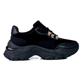 Sneakers da donna su una spessa suola nera Shelovet nero