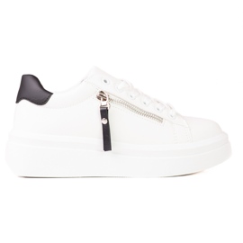 Sneakers bianche da donna Shelovet con cerniera decorativa bianco