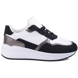 Sneakers Shelovet da donna bianche e nere con inserto argento bianca nero
