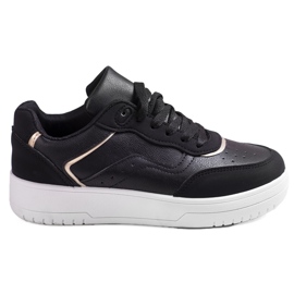 Scarpe sportive da donna nere Shelovet su piattaforma bianca nero