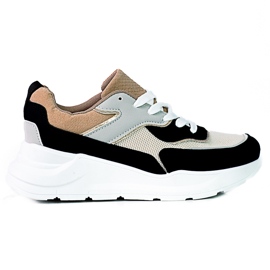 Comode sneakers da donna Shelovet su una spessa piattaforma nera e beige nero