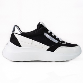 Sneaker da donna con lacci Shelovet bianche e nere bianco nero