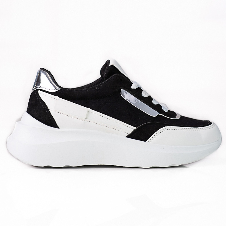 Sneaker da donna con lacci Shelovet bianche e nere bianca nero