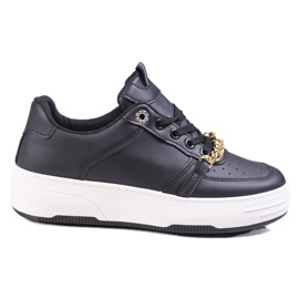 Sneakers da donna nere con catena Shelovet nero