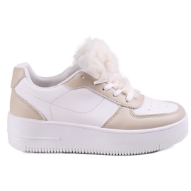 Sneakers sportive da donna con pelliccia Shelovet beige