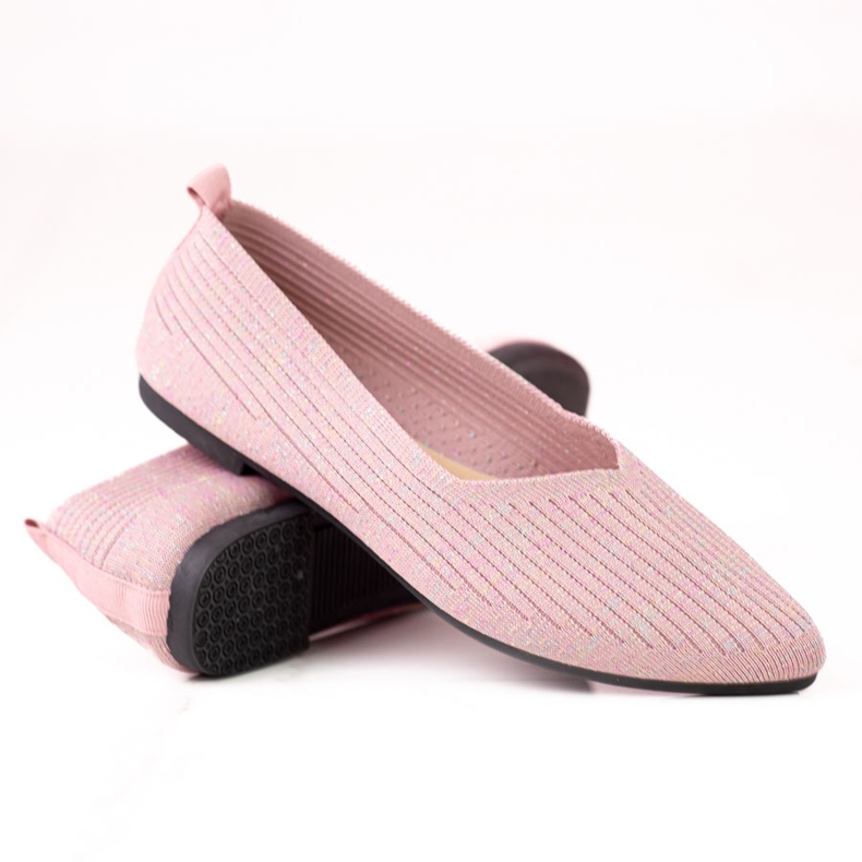 W. Potocki Ballerine da donna Potocki in tessuto con glitter rosa