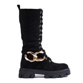 Stivali stringati in camoscio da donna Shelovet nero